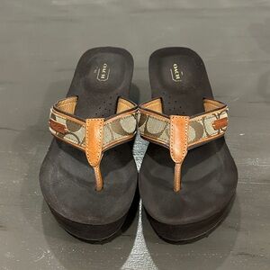 Coach Women's Black and Brown Sandals
